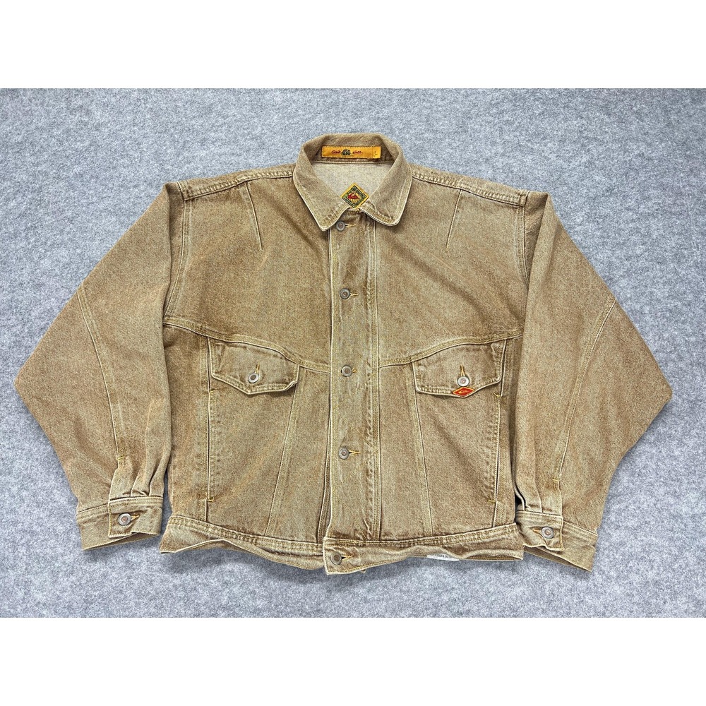 Vintage Quiksilver Jacket Mens Large Brown Denim Made in USA Bomber 90s Surf